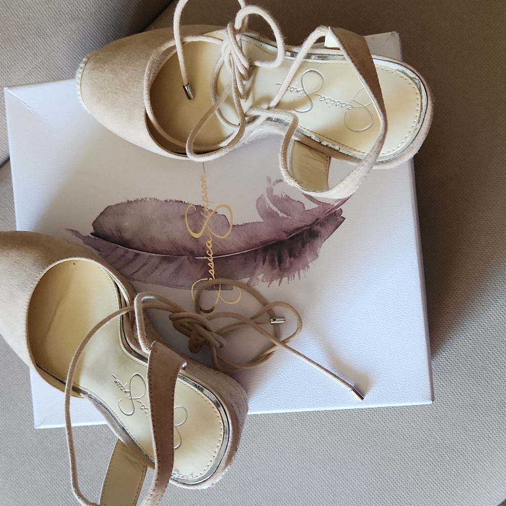 Jessica Simpson Beige Espadrille Wedges